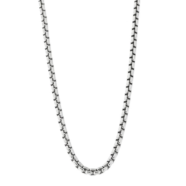 Unisex Solid Sterling Silver Rhodium Plated 2.5 mm Round Box Chain Necklace - CM11MCB3AWB