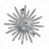 Dreamlandsales Bling Micro Pave Round Shaped Star Burst Brooches Silver - CL12OHUXHUN