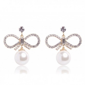 MISASHA Celebrity Designe Imitation Pearl Elegant Charming Lady Earirngs - White-Gold - C812MY50NDL