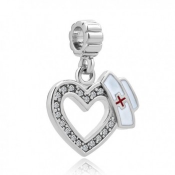 LovelyJewelry Parsiti Nurse Cap Heart Clear White Crystal Dangle s Bracelet - CM12FI235ML