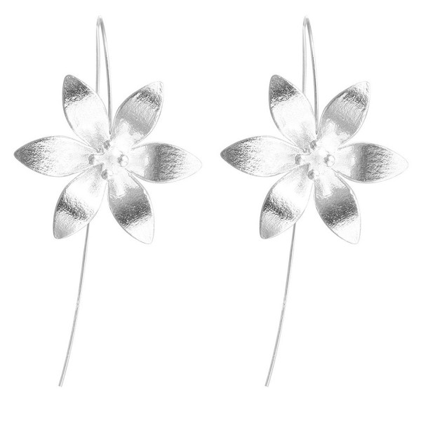 Lovely Flower Dangle Drop Wire Threader Hook Earrings 925 Sterling Silver Christmas Gift - CS12O3TG6ZJ