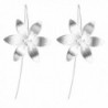 Lovely Flower Dangle Drop Wire Threader Hook Earrings 925 Sterling Silver Christmas Gift - CS12O3TG6ZJ
