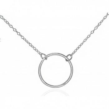 Simple Silver Circle Pendant Necklace Open Ring Design .925 Sterling Silver 16" - 18" GIFT Box - CD12D8XUFGV