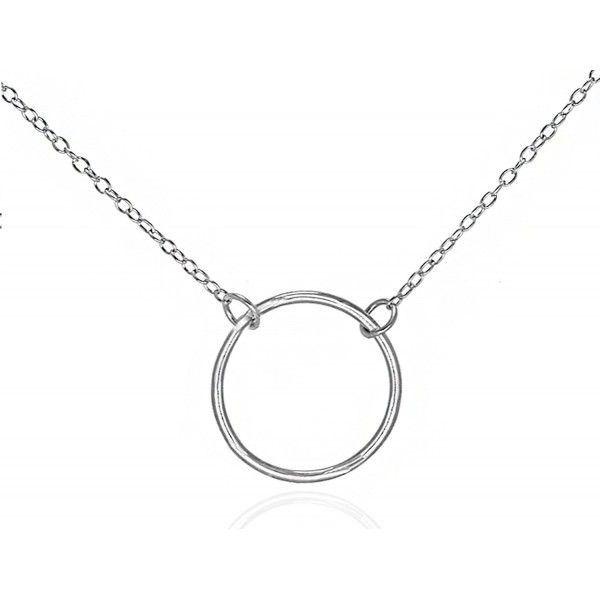Simple Silver Circle Pendant Necklace Open Ring Design .925 Sterling Silver 16" - 18" GIFT Box - CD12D8XUFGV