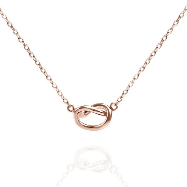 PAVOI 14K Yellow Gold Plated Infinity "Forever Love" Knot Necklace Pendant - Rose - C5182SZG6SX