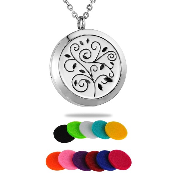 HooAMI Aromatherapy Essential Oil Diffuser Necklace - Stainless Steel Fragrance Locket Pendant - Silver - CV12IHNWKYR