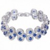 EVER FAITH Silver-Tone CZ Birthstone Vinstage Style Art Deco Roman Tennis Bracelet - Royal Blue - CL1299YJ4NN