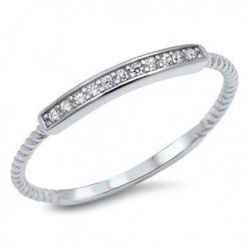 Clear CZ Bar Promise Ring New .925 Sterling Silver Thin Toe Band Sizes 2-10 - C212GTVNYA7