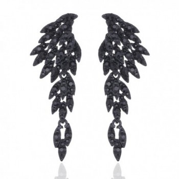 mecresh Clear/Black/Gold/Multicolor Crystal Wing Fashion Dangle Earrings - C-black - CC187K0UWWO