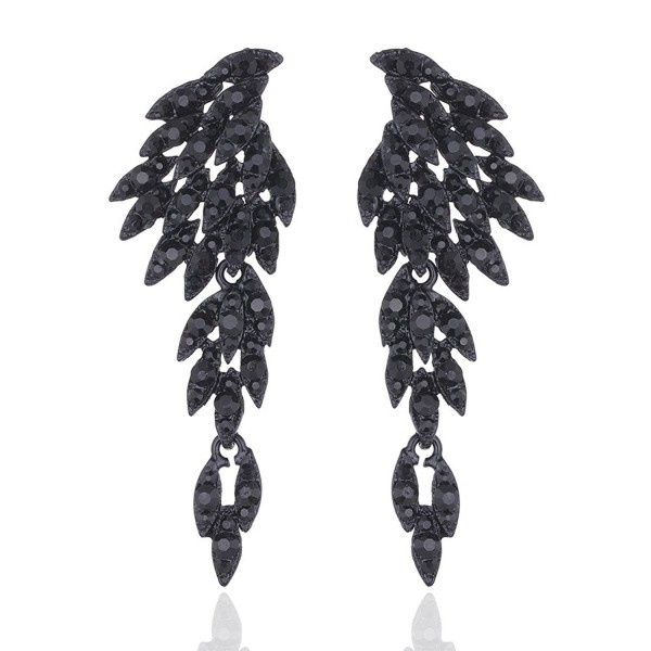 mecresh Clear/Black/Gold/Multicolor Crystal Wing Fashion Dangle Earrings - C-black - CC187K0UWWO