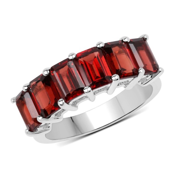 Sterling Silver Octagon Cut Garnet Ladies Bridal Engagement Ring - CV12IKU46P3