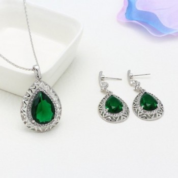 Kemstone Emerald Zirconia Earrings Necklace