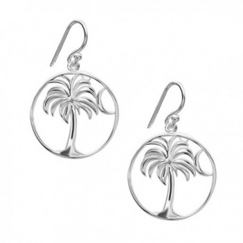 Tisoro Sterling Silver Palm Tree with Moon Drop Earrings - CM17YR6I9K2