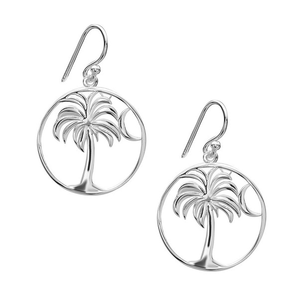 Tisoro Sterling Silver Palm Tree with Moon Drop Earrings - CM17YR6I9K2