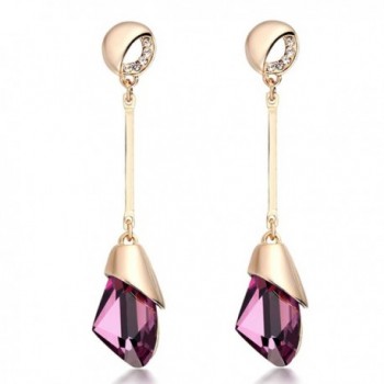 CNCbetter Women Fashion Jewelry Austrian Crystal Charms Purple Teardrop Stud Earring for Party Banquet - C21217BBKLZ