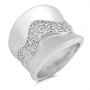 White CZ Unique Wide Wave Cluster Ring New .925 Sterling Silver Band Sizes 6-9 - CR12G76F5BB