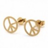 14k Yellow Gold Peace Sign Stud Earrings - CK128LZZWEB