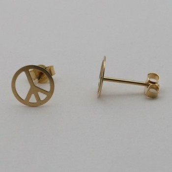 Yellow Gold Peace Sign Earrings