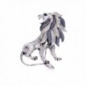 Alilang Silvery Tone Etched Grey Leaf Jungle Lion King Mane Brooch Pin - CA11I9A8637