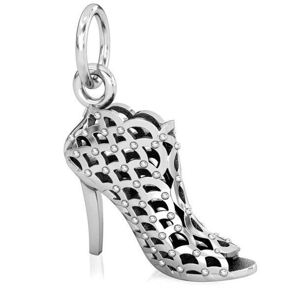 BELLA FASCINI High Heel Boot Designer Shoe Charm Bead Sterling Silver Fits European Charm Bracelets - CB120C6OKSL