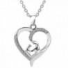Mothers and Child Love Heart Shaped Crystal Pendant Necklace Mother's day Gift - CR12DNJ2GG7