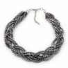 Luxurious Braided Light Grey Bead Choker Necklace In Silver Plating - 36cm Length/7cm Extension - CY115AW9LLD