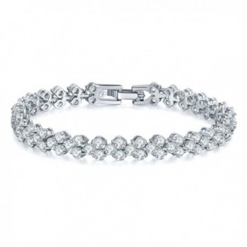 SILYHEART White Gold Plated Cubic Zirconia Tennis Bracelet- Fashion Jewelry Gifts for Teen Girls - White - CB17YUUO65D