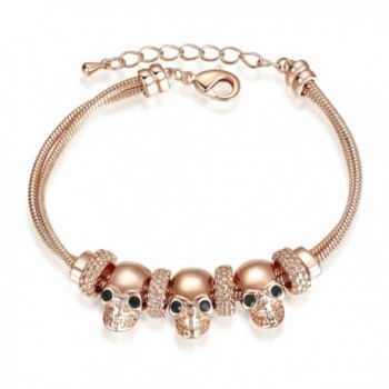 Yoursfs Skull Bracelet 18K Rose Gold Plated Women Charming Chain Bracelet Fashion Jewelry - C711JS5TCDB