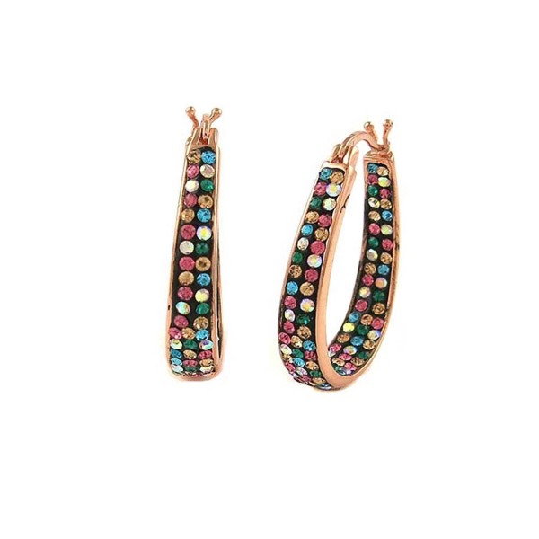 Inside Out Hoop Earrings Womens Crystal -Rose Gold Color - C8120RYAF8V