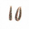 Inside Out Hoop Earrings Womens Crystal -Rose Gold Color - C8120RYAF8V