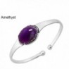 14.50ctw-15x20mm Oval Genuine & Created Gemstone & 925 Silver Plated Bangle - Amethyst - CG1867YAC39