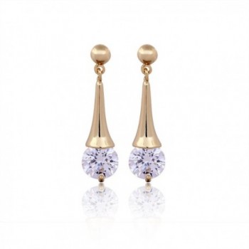 Women Crystal Dangle Earrings 18k Gold Zircon Stub Earrings for Girls Jewelry Erz0564 - White - C411QAIZI2R