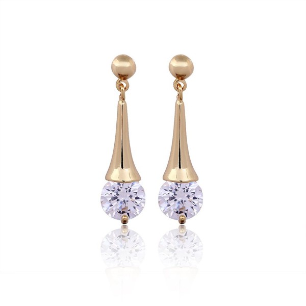 Women Crystal Dangle Earrings 18k Gold Zircon Stub Earrings for Girls Jewelry Erz0564 - White - C411QAIZI2R