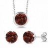 Sterling Silver Round 6mm Pendant Earrings Set with 18" Sterling Silver Chain - CQ11DI8P7GZ