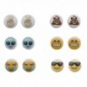 Lux Accessories Emoji Smiley Faces Alien Peace Sign Multi Earring Stud Set 6PC - C612LV66OCB