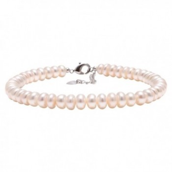 Aobei Cultured Freshwater Pearls Anklet 9 to 10 Inch White Pearl Beaded Jewelry with Lobster Clasp for Women - CU12N38WAJE