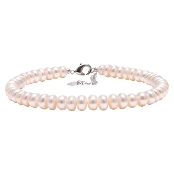 Aobei Cultured Freshwater Pearls Anklet 9 to 10 Inch White Pearl Beaded Jewelry with Lobster Clasp for Women - CU12N38WAJE