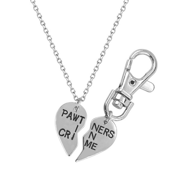 Lux Accessories Partners In Crime Partners Necklace Matching Dog Tag Collar Keychain. - C211ZU3P5X1