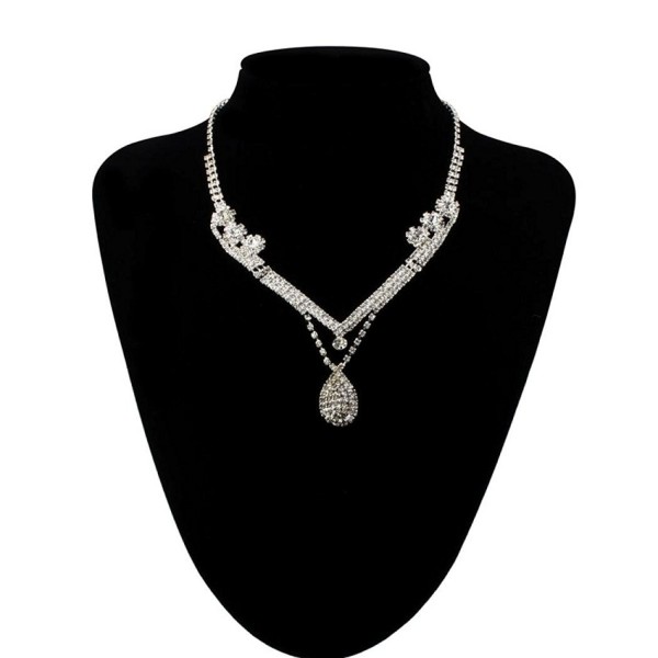 Women's Wedding Jewellery Sets Crystal Rhinestone Water Drop Bride Earrings & Necklace - C311U0J0VB1