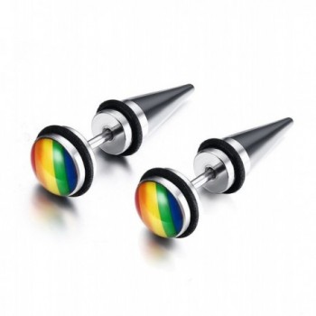 Vnox Jewelry Stainless Steel Fashion Rainbow Ear Stud Earring for Gay & Lesbian Pride - CF11XGXUZI7