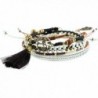 Beaded Strands Braided Bracelet Tassel - Set1: White Brown - CF1863X52MZ