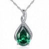 Mabella Sterling Silver Simulated Birthstone Pendant Necklace Jewelry- Gifts for Women - Simulated Emerald - CL12GXW2NRX