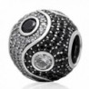 Choruslove Cubic Zirconia Yin Yang Tai Chi Charm Bead for Snake Chain Bracelet - C512JVXFM0L