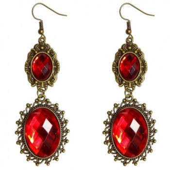 RareLove Lolita Red Rhinestone Teardrop Chandelier Dangle Earrings - red teardrop - CF12DUA4VN9