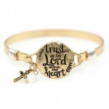 Trust Christian Bangle Bracelet Design - Worn Gold - CU18688D7MU