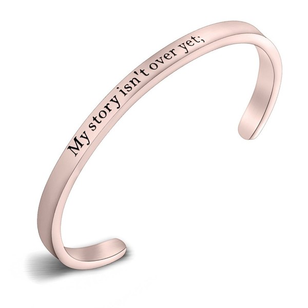 Semicolon Stamped Suicide Awareness Bracelet - Rose gold Semicolon Bangle - CI184T3A9G3