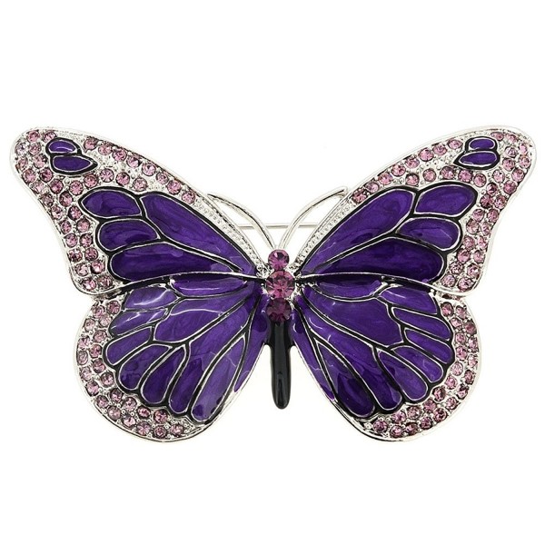 Purple Enamel Crystal Butterfly Pin Brooch - C4114AXPZ4Z