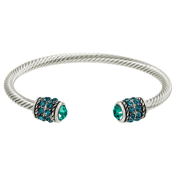 Falari Crystal Cable Wire Cuff Bracelet Gift Box Included - Blue Zircon. - CS183N6OWW2