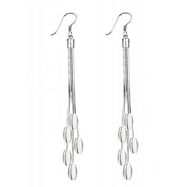 FB Sterling Silver Pin Teardrop Bead Dangling Drop Earrings - CM12259XLQ5