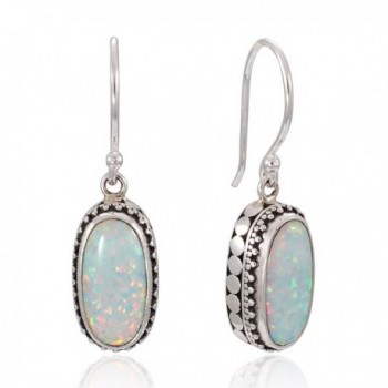 925 Sterling Silver Bali Vintage Filigree Design w/ White Opal Dangle Earrings - CL126GZ67NX